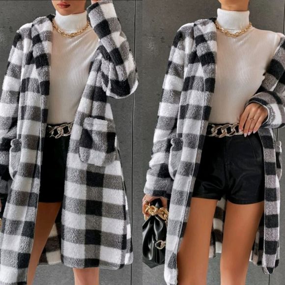 Buffalo Plaid Fleece Coat - Picture 2 of 4